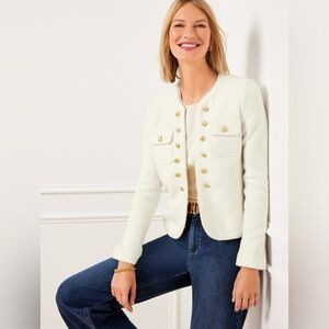 NWT Talbots Cream Berkshire Wool Blend Crop Blazer Lady Jacket Old Money -Sz 16P